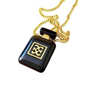 Womens Necklace Perfume Bottle Pendant Gold Plated Chain Off White Cream